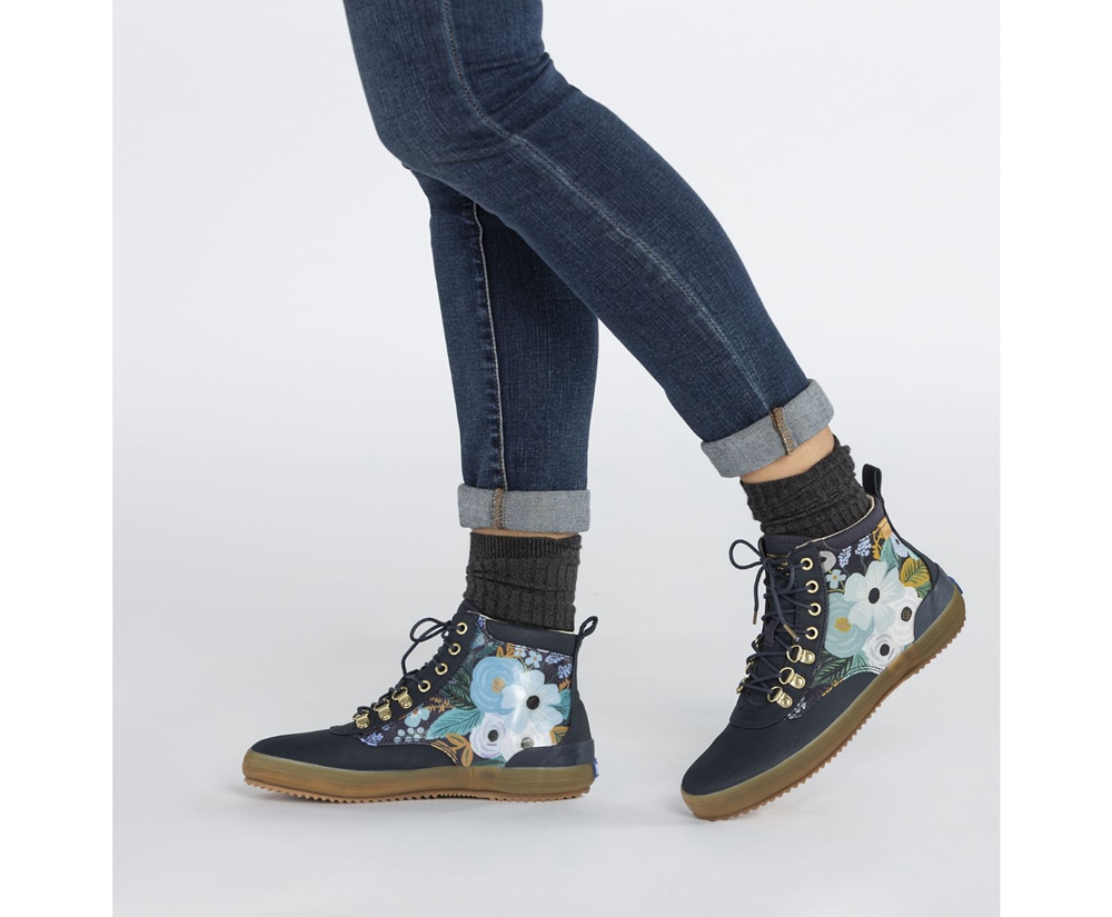 Botas Keds Mujer Azul Marino - Rifle Paper Co. Scout Water-Resistant Garden Party - 5096-ITYWJ